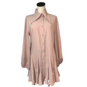 MEIMEIJ Made in Italy Women’s Crepe A-Line Shirt Dress Size 46/L Dusty Pink NWT